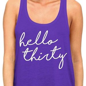 SpiritForged Apparel
Hello Thirty Women's
Racerback Tank Top,
Purple